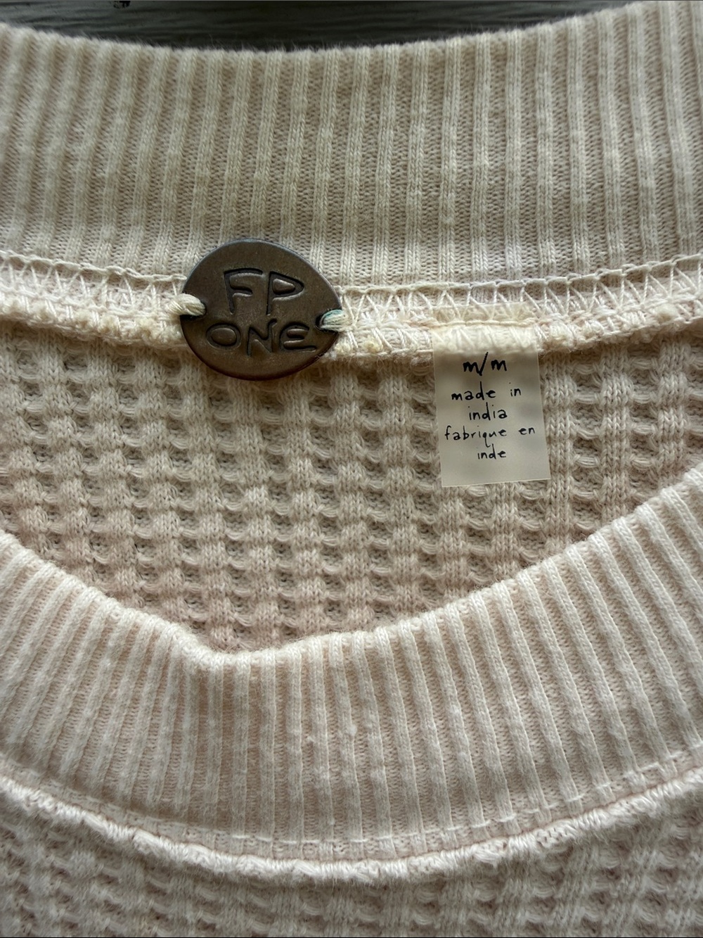 free people | FP One Thermal Cropped Long Sleeve Waffle Knit Top size medium - Picture 3 of 6